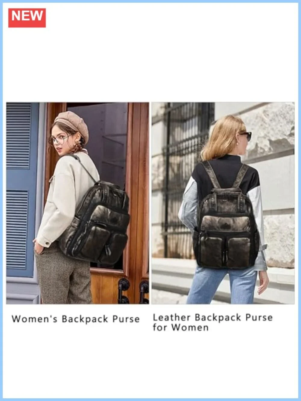 Women's Soft Vegan Leather Multi Pocket Casual Travel Backpack Purse